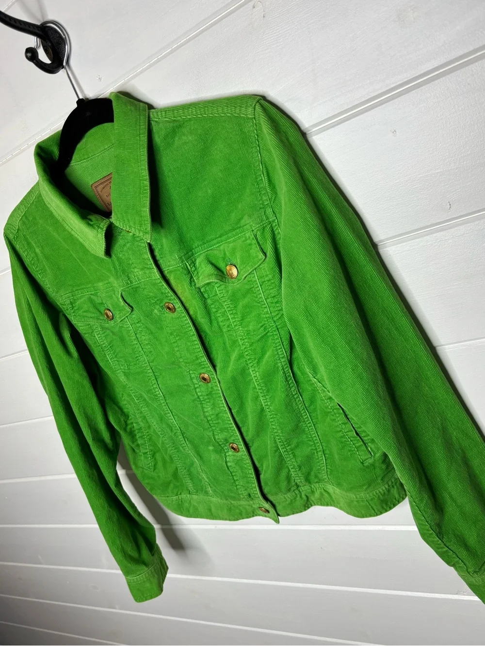 Lauren Jeans Co. Lime Green Corduroy Jacket Size M Gold Buttons 100% Cotton - Picture 5 of 15